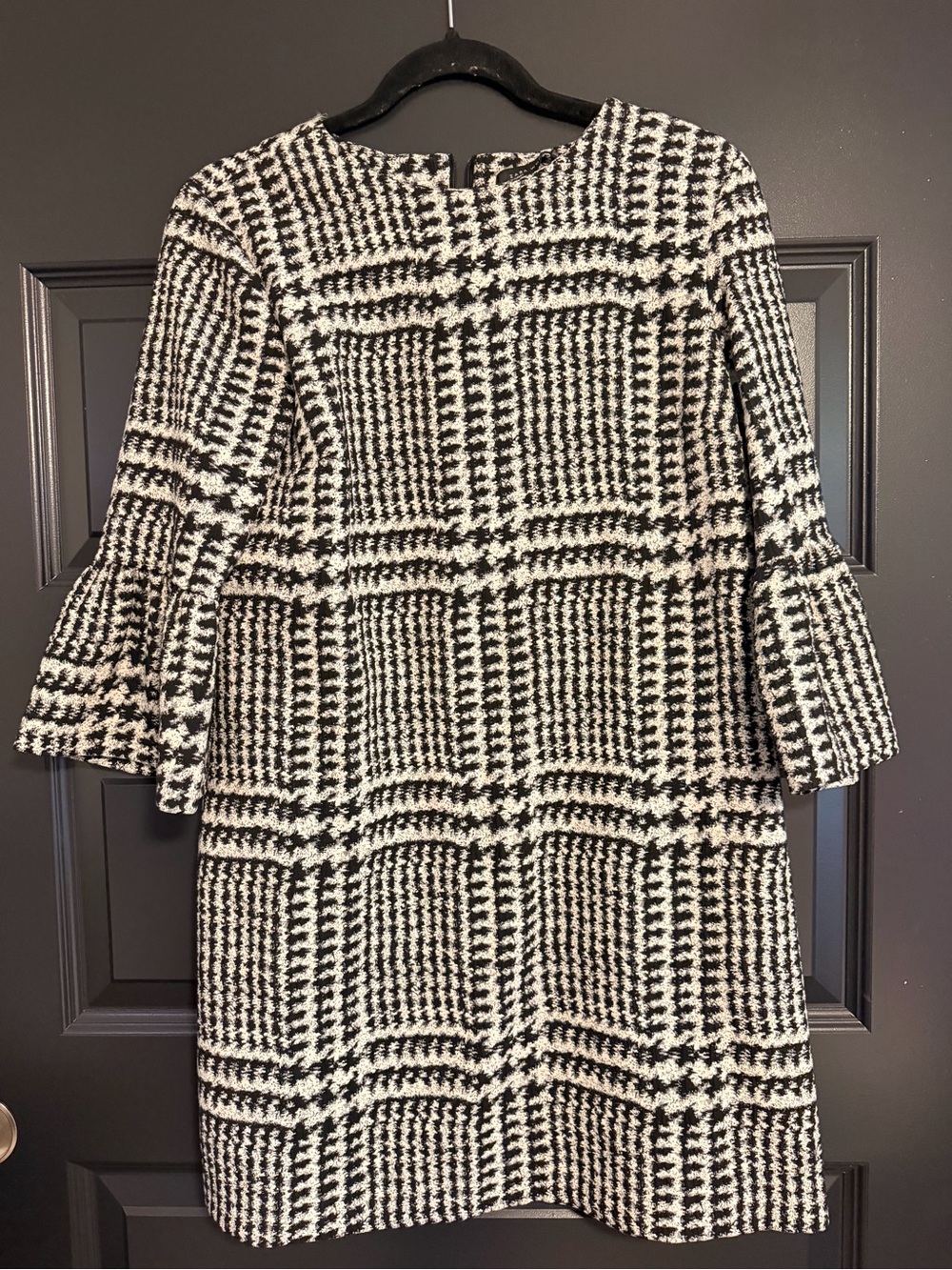 Zara Black and White Houndstooth Shift Dress